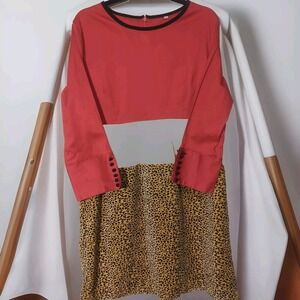 Dress Womens Size 46 US 14 Cheetah Boho Long Sleeve Almatrichi Madrid Spain